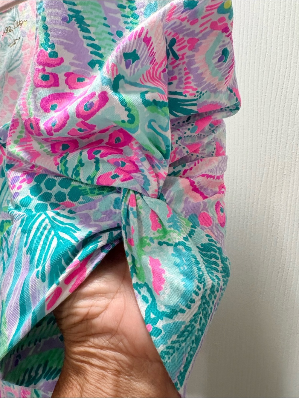 Lilly Pulitzer Pink, Green & Purple Tropical Print dress size L EUC!!! - Picture 3 of 5